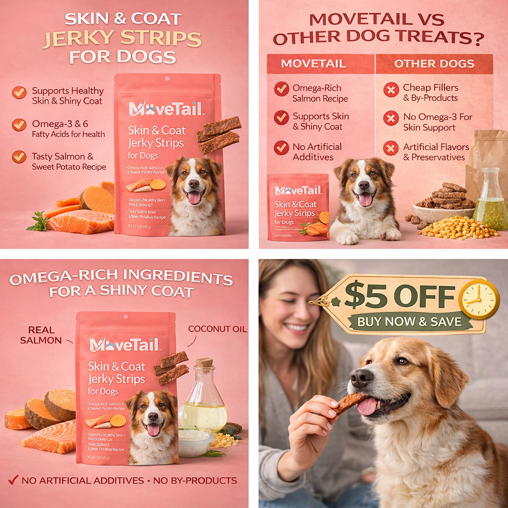 MoveTail Skin & Coat Jerky Strips for Dogs