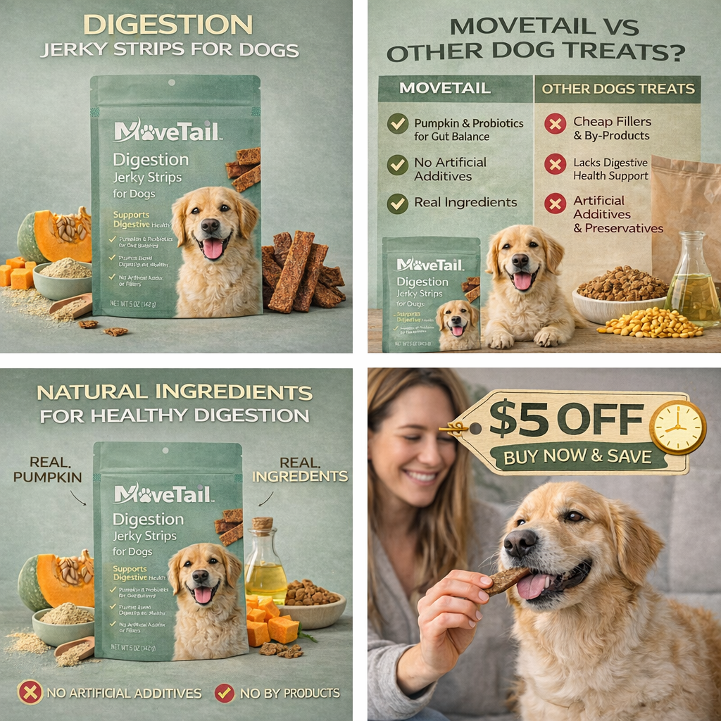 MoveTail Digestion Jerky Strips for Dogs
